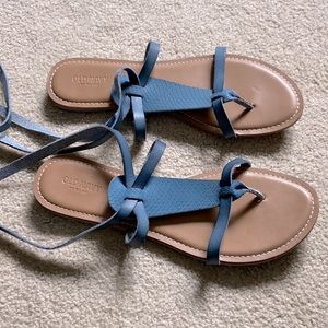 Light blue leather gladiator sandals